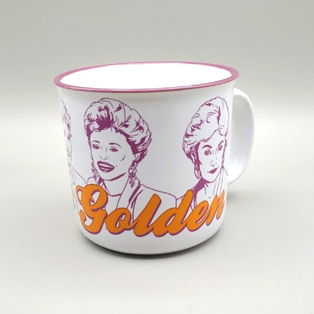 The Golden Girls White Mug with Purple & Gold Design, GG Faces, Stay Golden